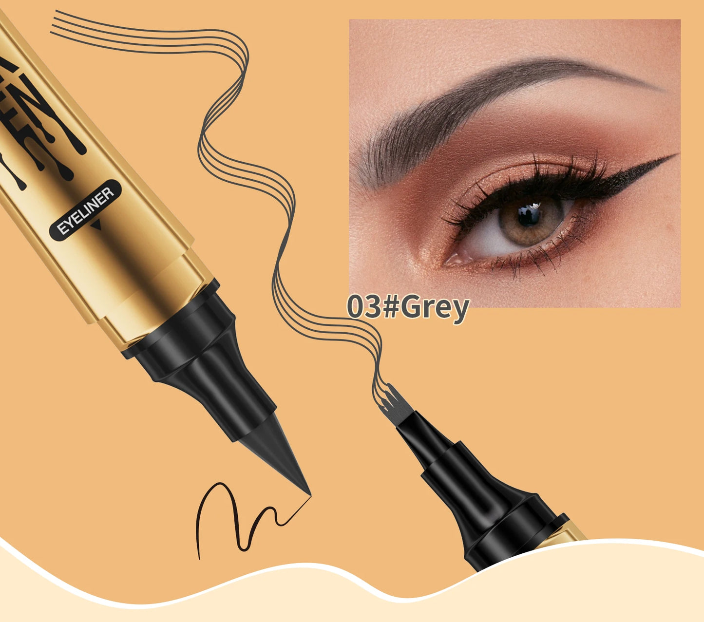 4 Point Eyebrow Pencil Waterproof Liquid Eyebrow Pen Eyeliner Makeup Long Lasting Brow Pen Black Eye Tattoo Cosmetics
