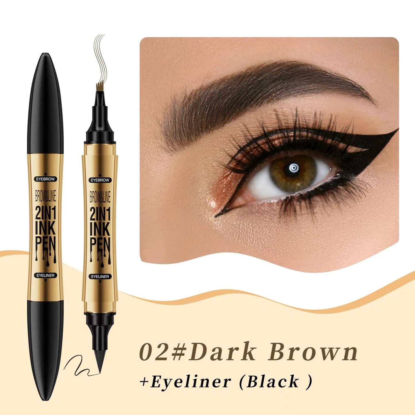 4 Point Eyebrow Pencil Waterproof Liquid Eyebrow Pen Eyeliner Makeup Long Lasting Brow Pen Black Eye Tattoo Cosmetics
