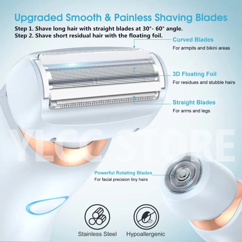 Portable Waterproof 2 In 1 Painless Shaving Knife Lady Private Part Hair Shaver Trimmer Epilator Bikini Trimmer Electric Razors
