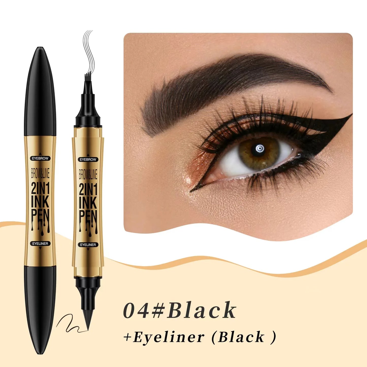 4 Point Eyebrow Pencil Waterproof Liquid Eyebrow Pen Eyeliner Makeup Long Lasting Brow Pen Black Eye Tattoo Cosmetics