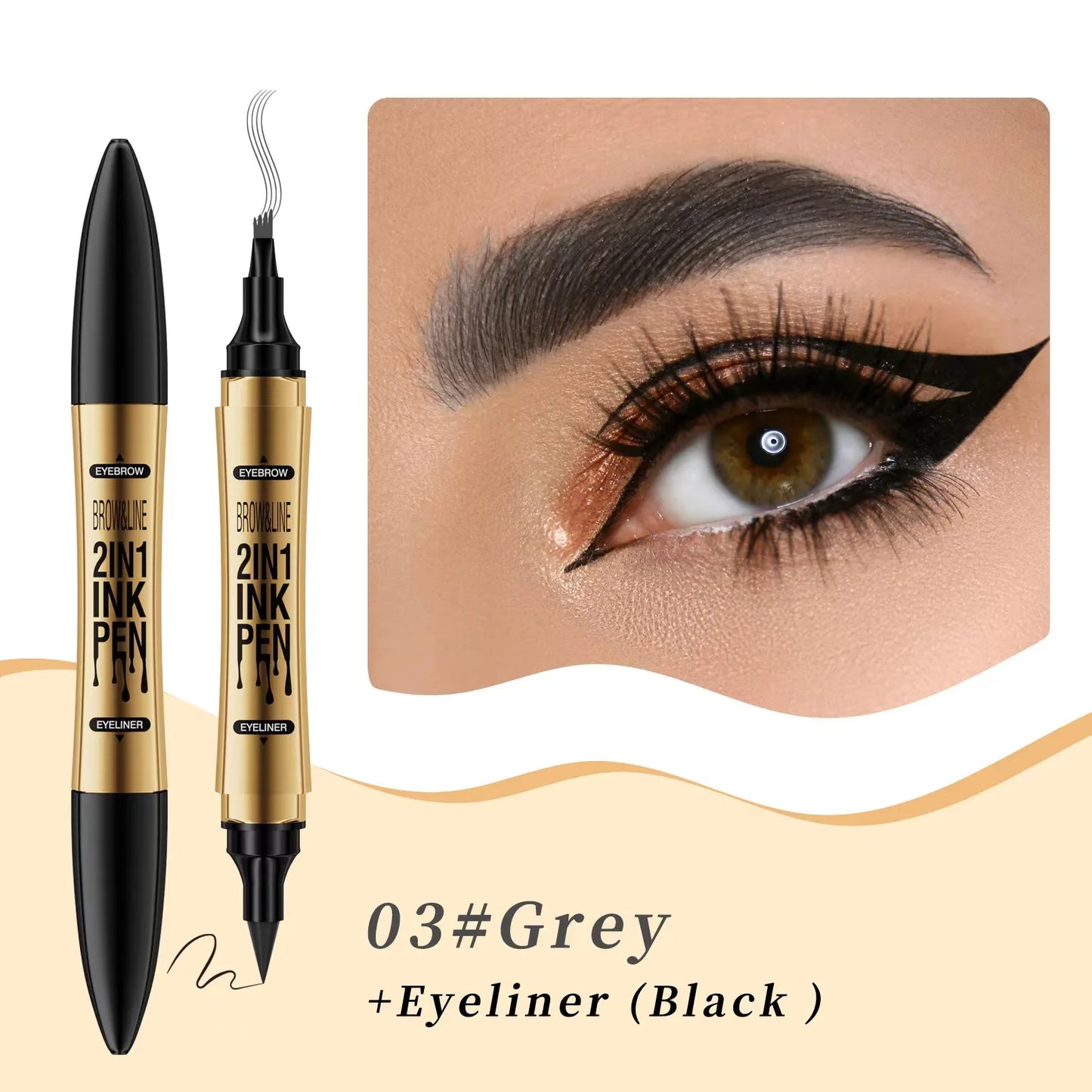 4 Point Eyebrow Pencil Waterproof Liquid Eyebrow Pen Eyeliner Makeup Long Lasting Brow Pen Black Eye Tattoo Cosmetics
