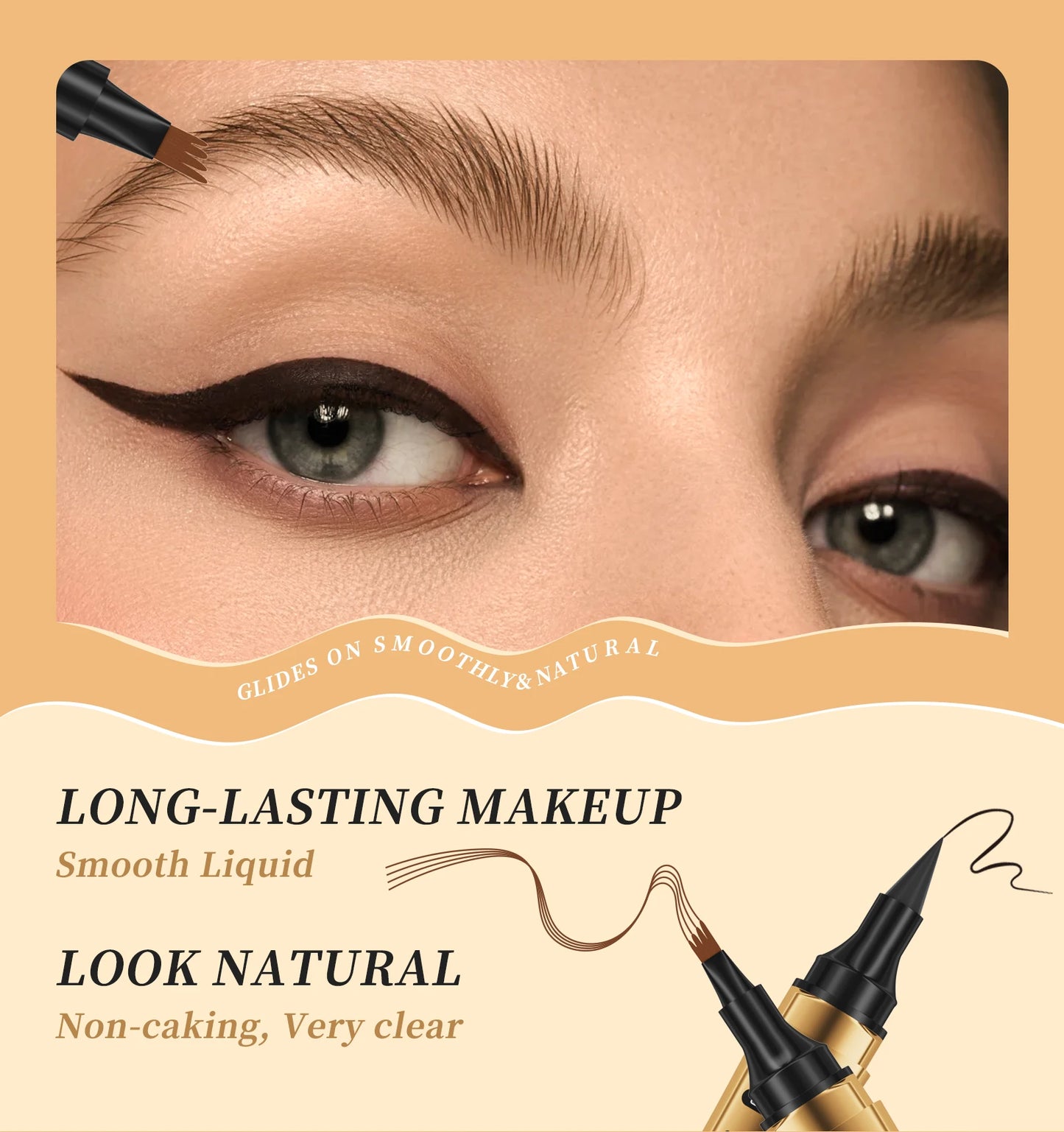 4 Point Eyebrow Pencil Waterproof Liquid Eyebrow Pen Eyeliner Makeup Long Lasting Brow Pen Black Eye Tattoo Cosmetics