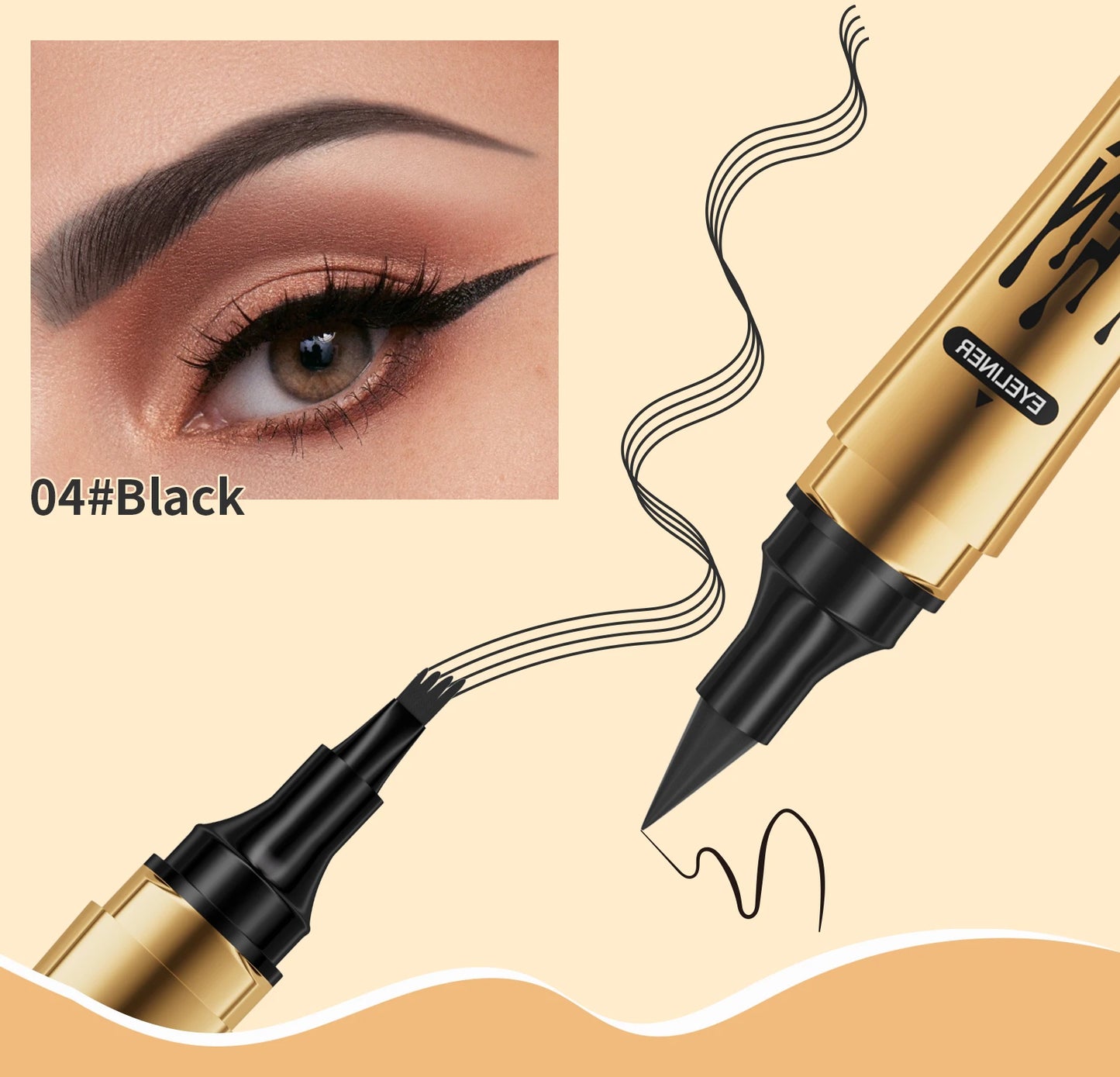 4 Point Eyebrow Pencil Waterproof Liquid Eyebrow Pen Eyeliner Makeup Long Lasting Brow Pen Black Eye Tattoo Cosmetics